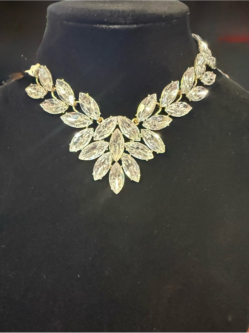 Traci Lynn Marquise Crystal Statement Bib Necklace